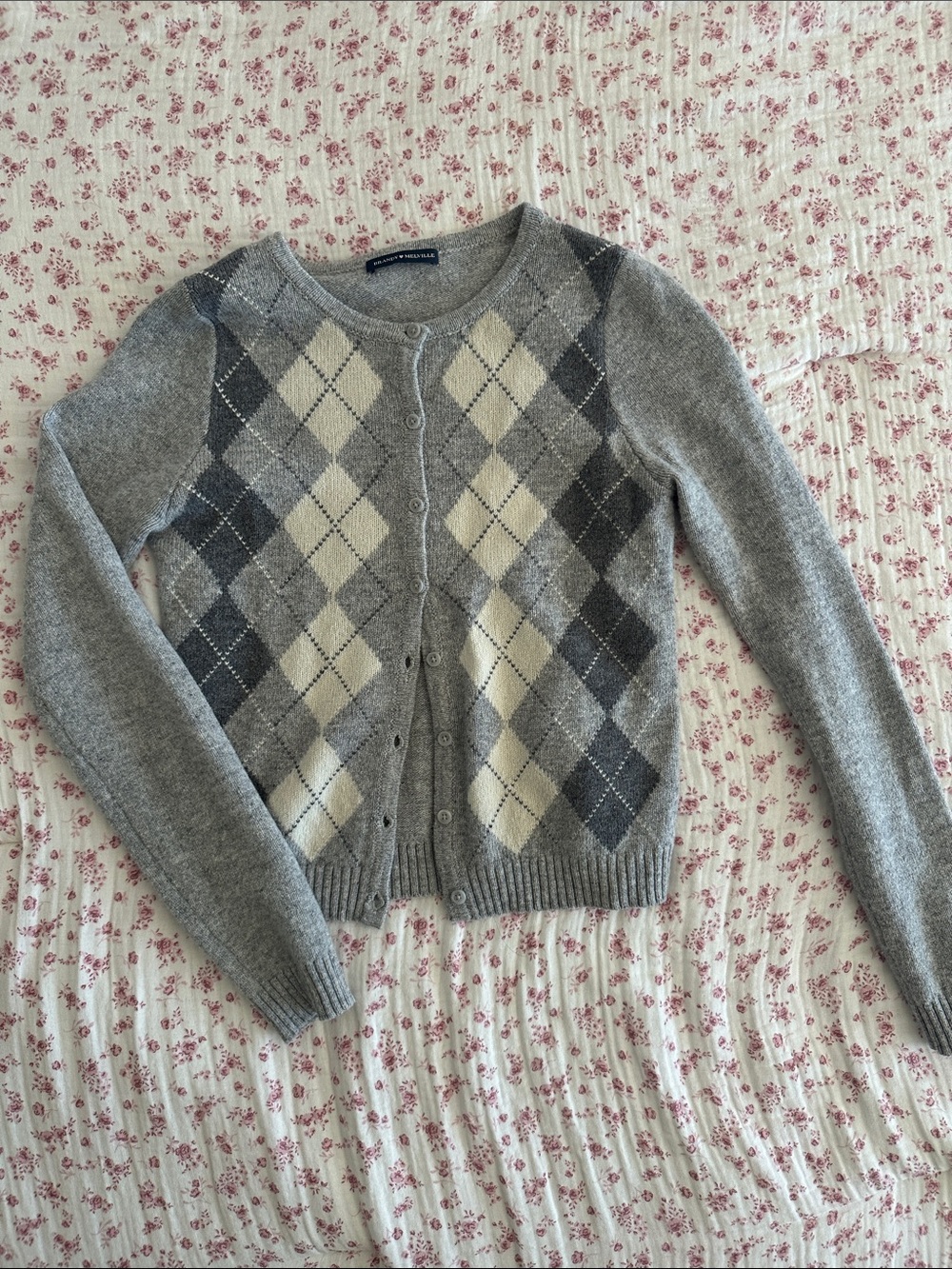 Brandy Melville Argyle Wool Cardigan